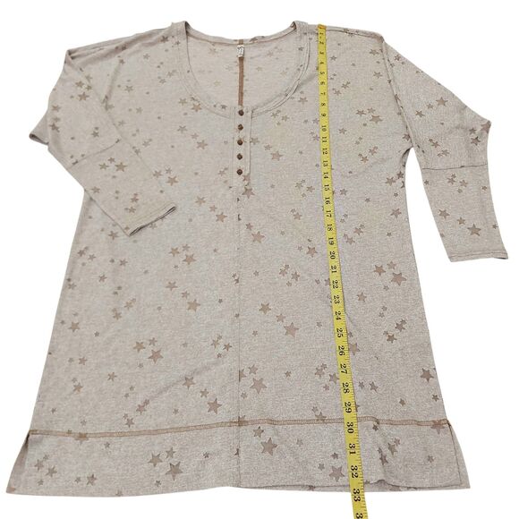 Free People Sleep Shirt Womens Medium Oatmeal Knit Dream Star Soft Nightgown - Picture 11 of 11